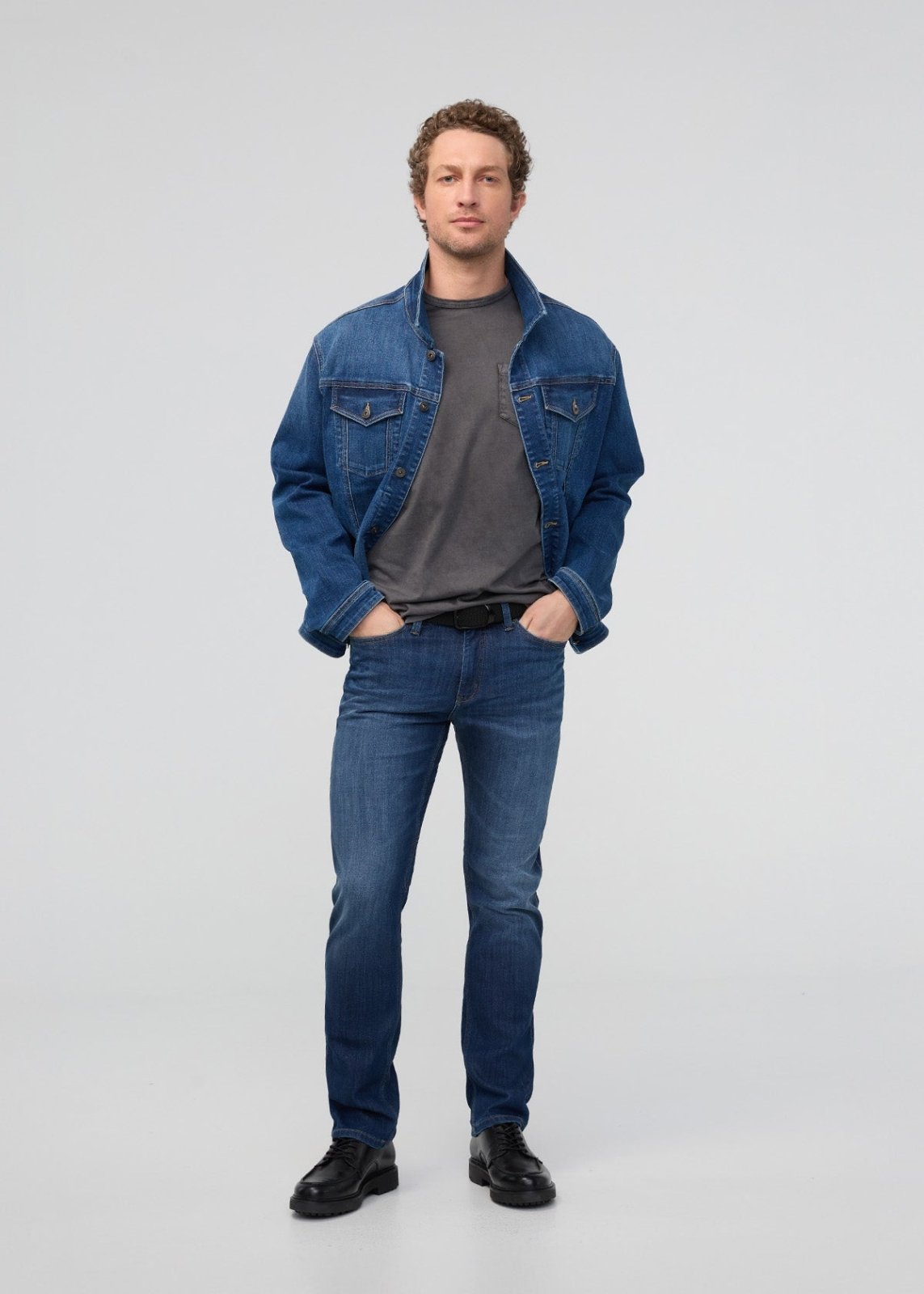 mens performance denim slim straight ocean swell full body