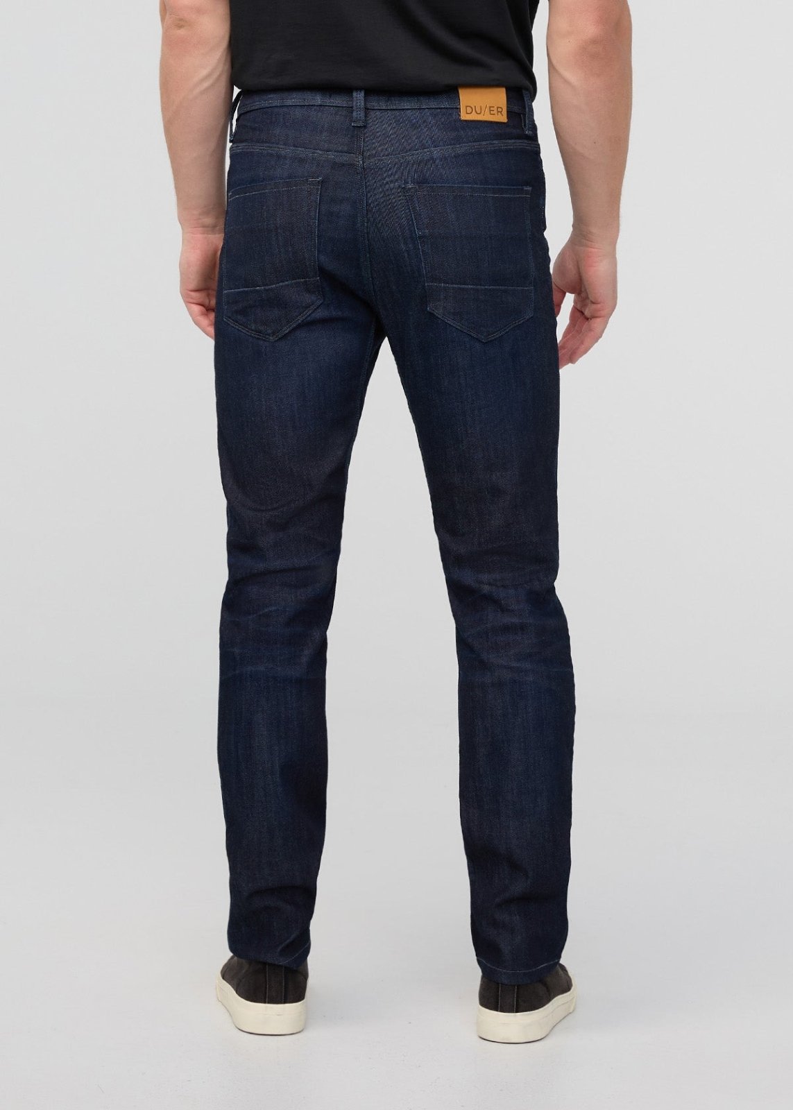 mens performance denim slim straight nightshade blue back