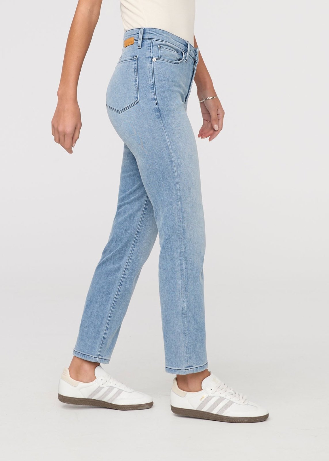 womens no sweat denin mystic blue slim straight jeans side