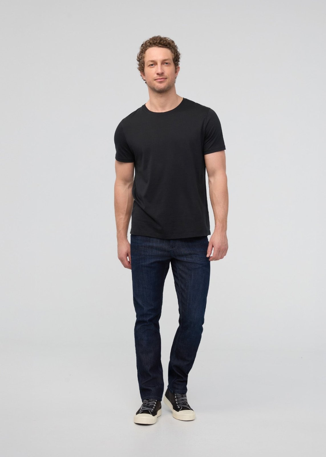 mens performance denim slim straight nightshade blue full body
