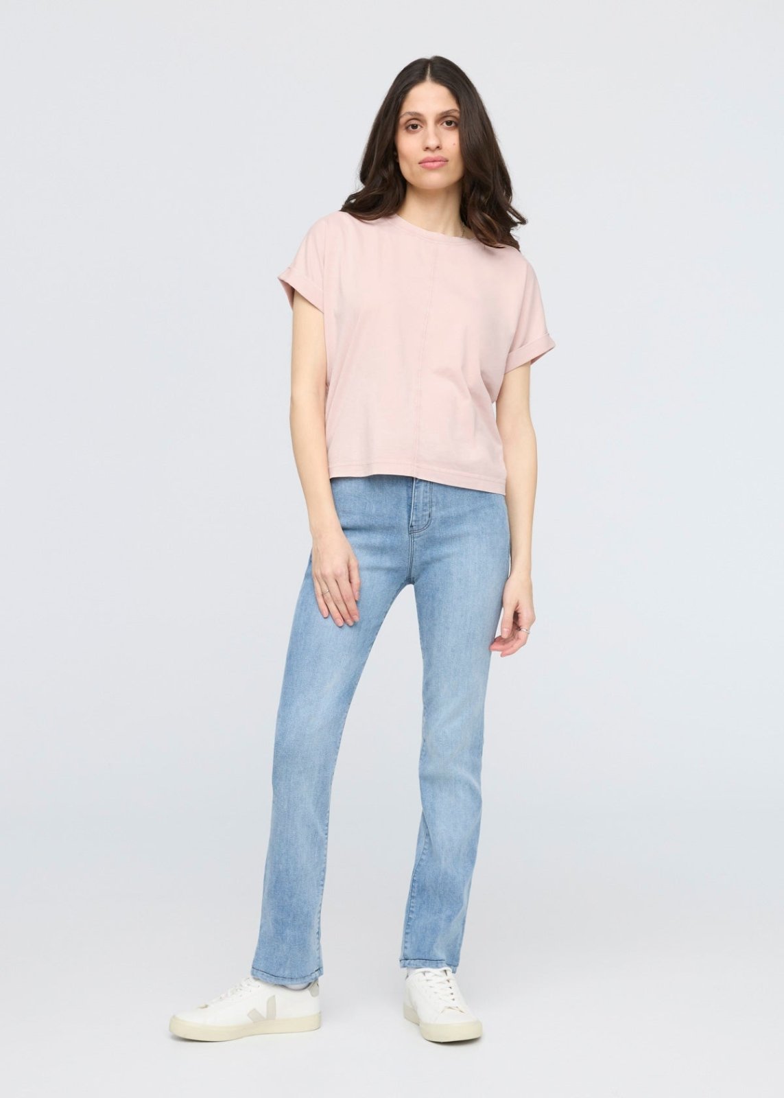 women's washed soft rose 100% pima cotton t-shirt full body