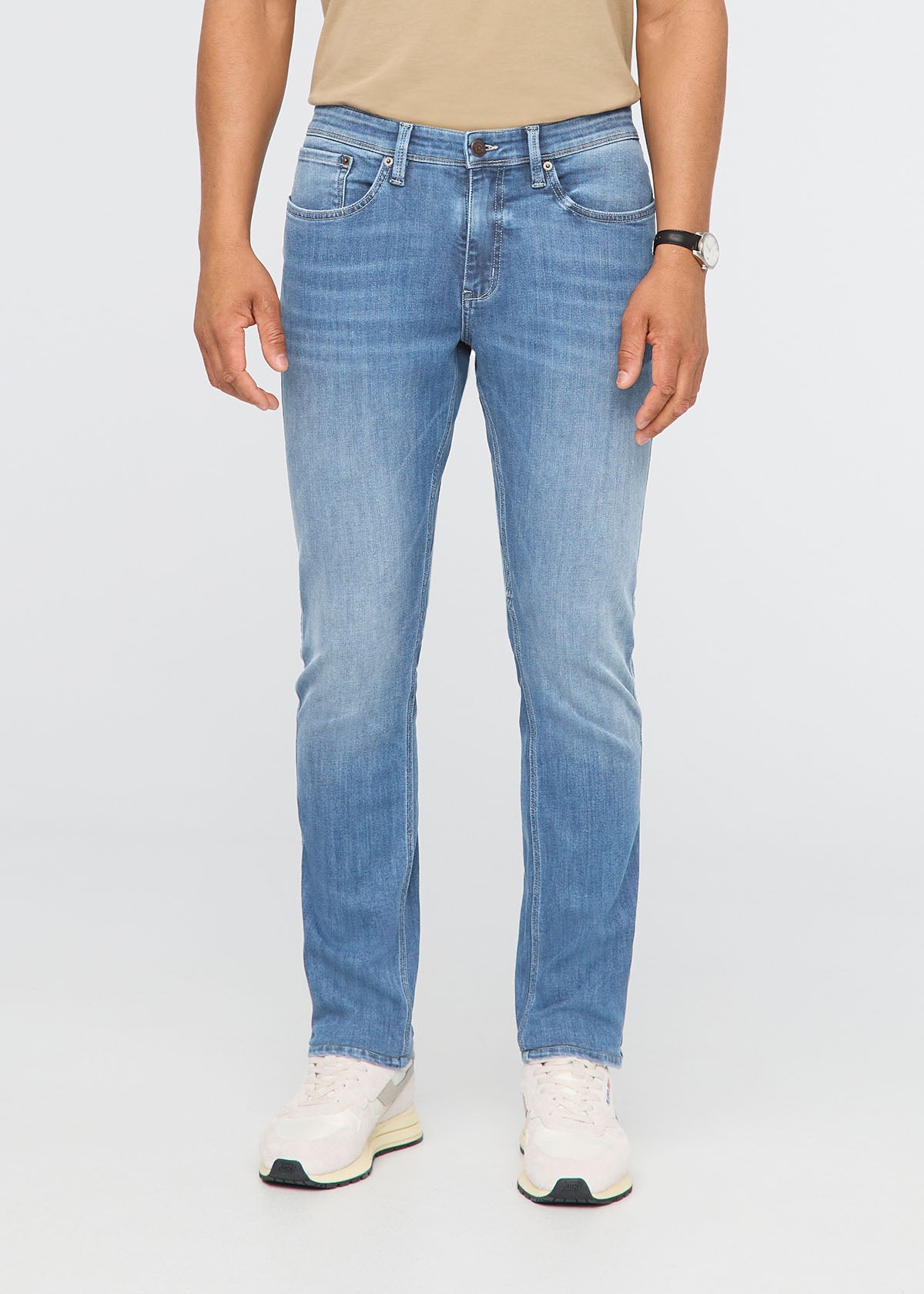 mens blue relaxed fit denim front