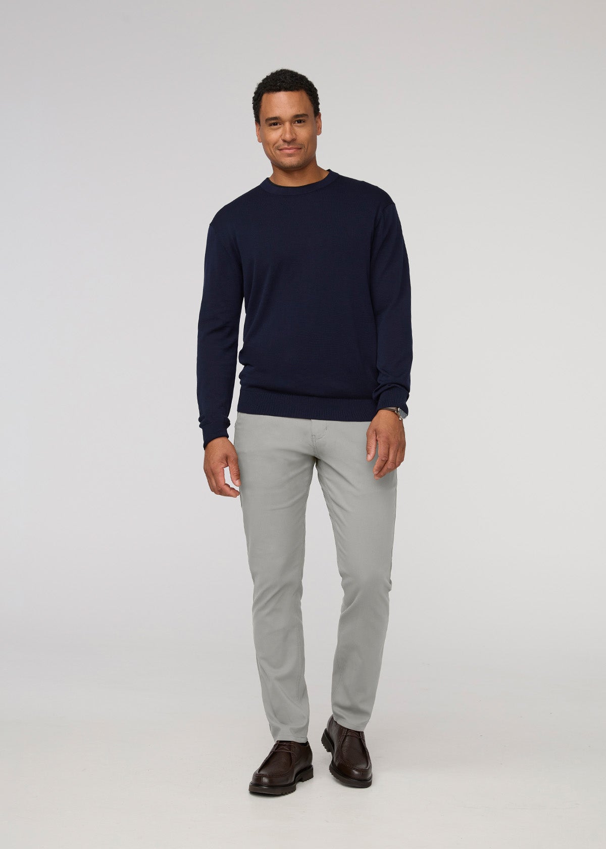 Men's Grey Relaxed Fit Stretch Trouser Full Body