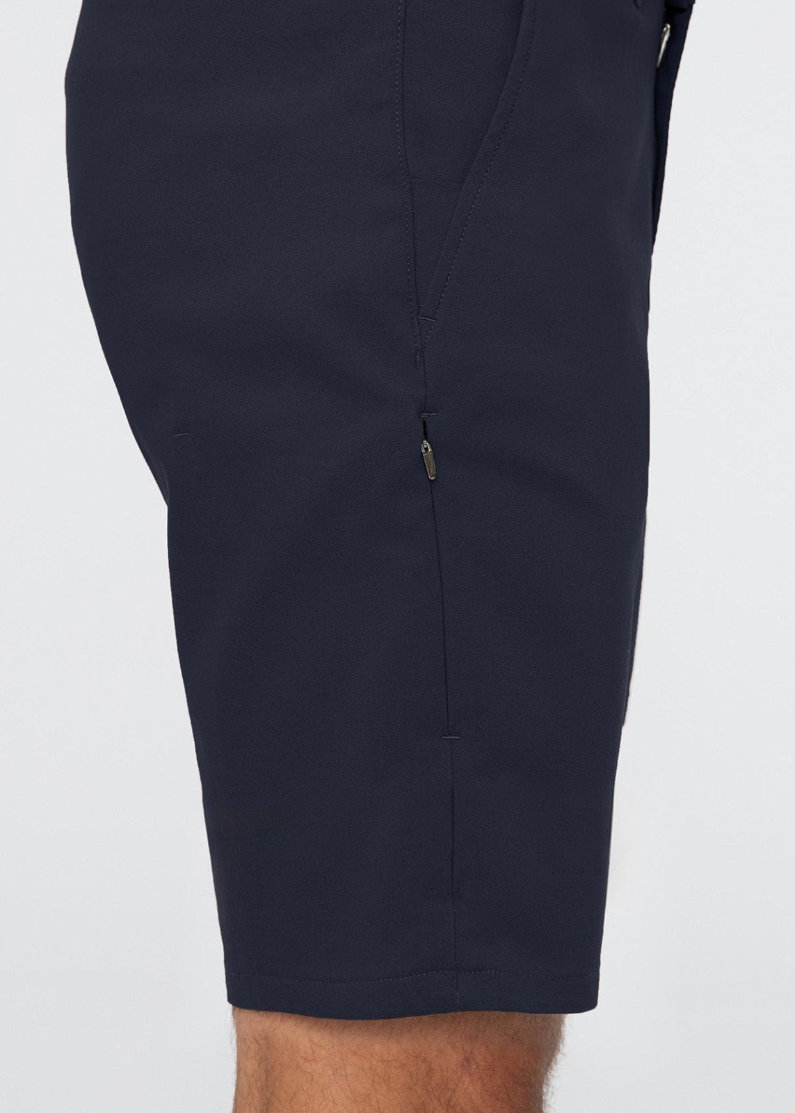 mens navy golf shorts side zip thigh pocket