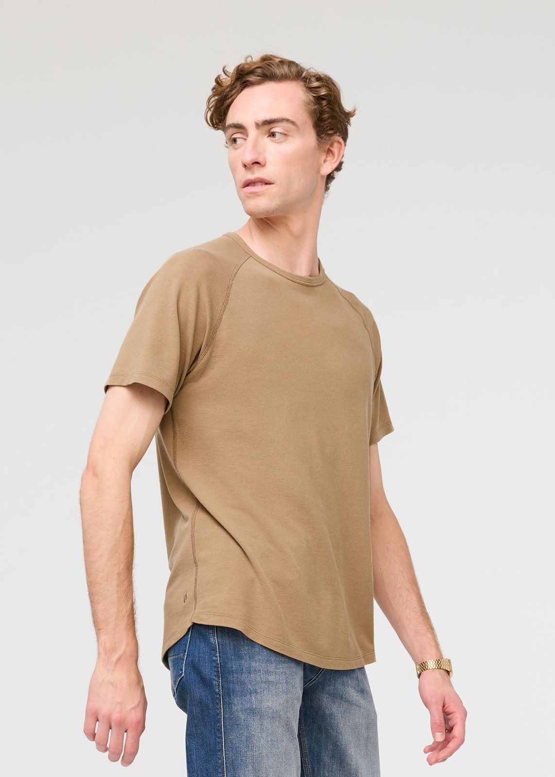mens breathable beige tee side
