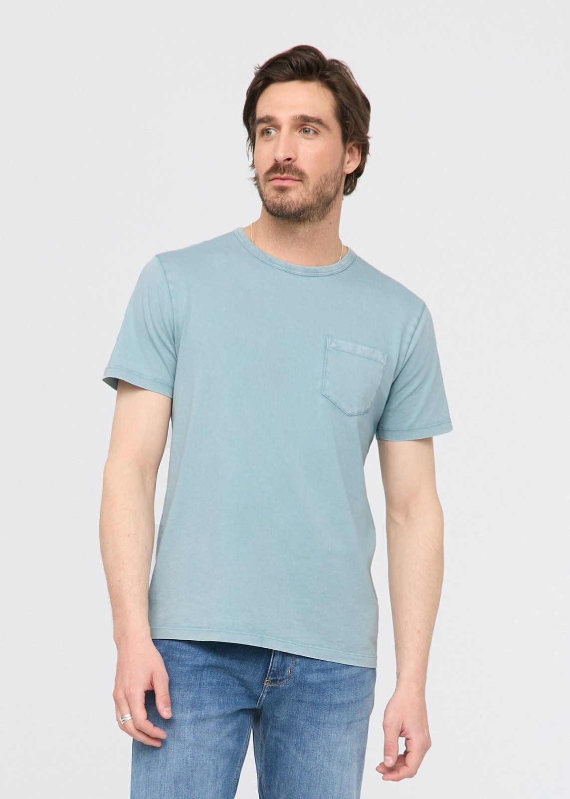 men's pima cotton vintage style baby blue t-shirt front