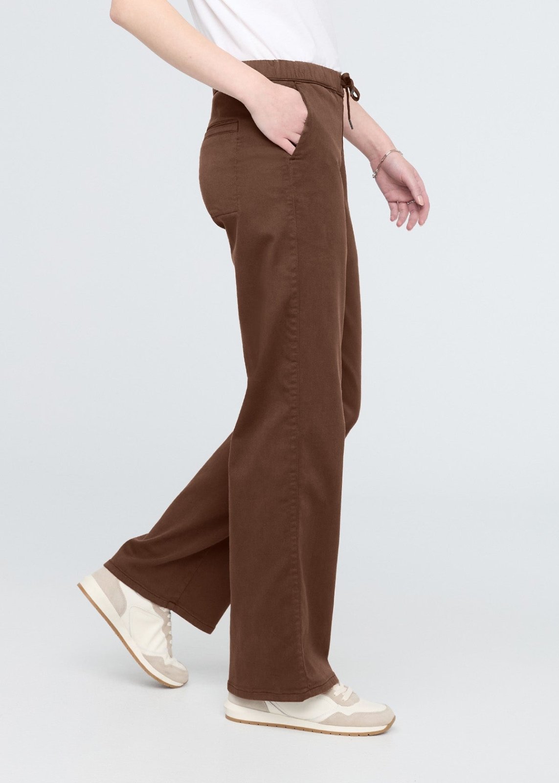 womens deep taupe wide leg sweat pant side