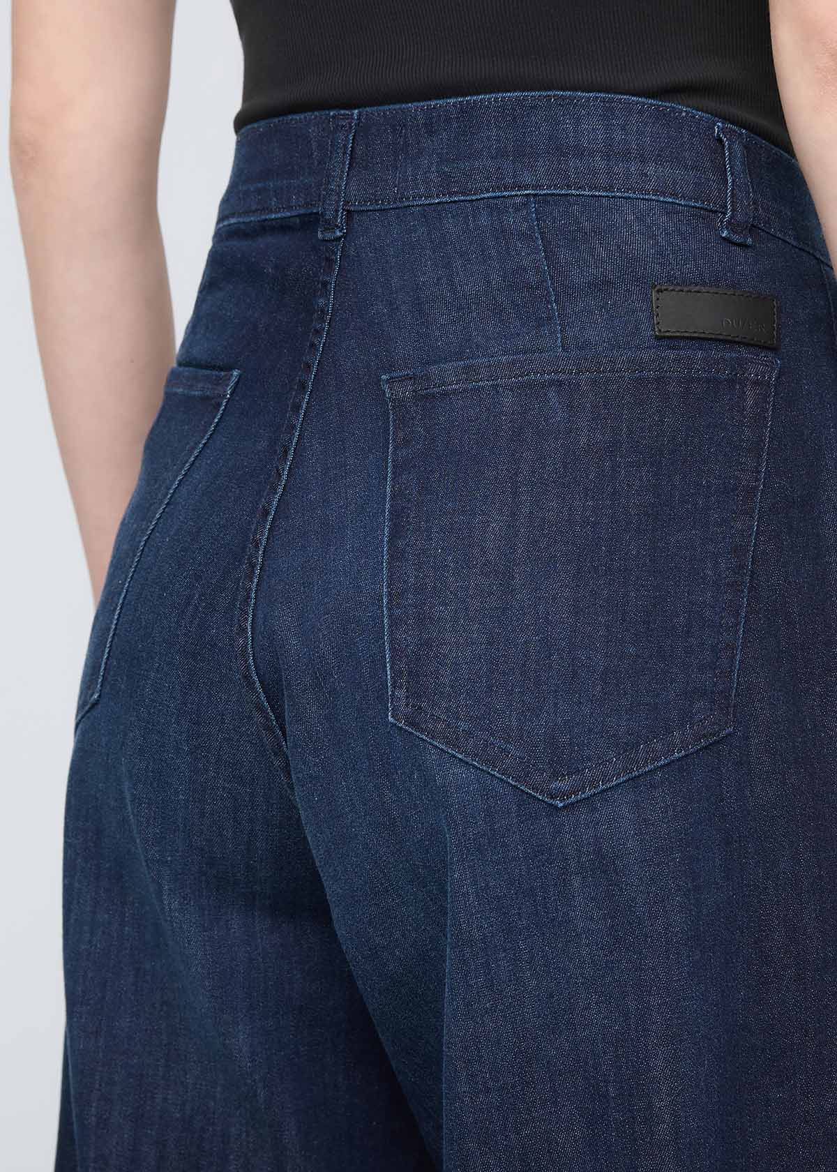 womens modern rinse denim lite pleated pant back waistband
