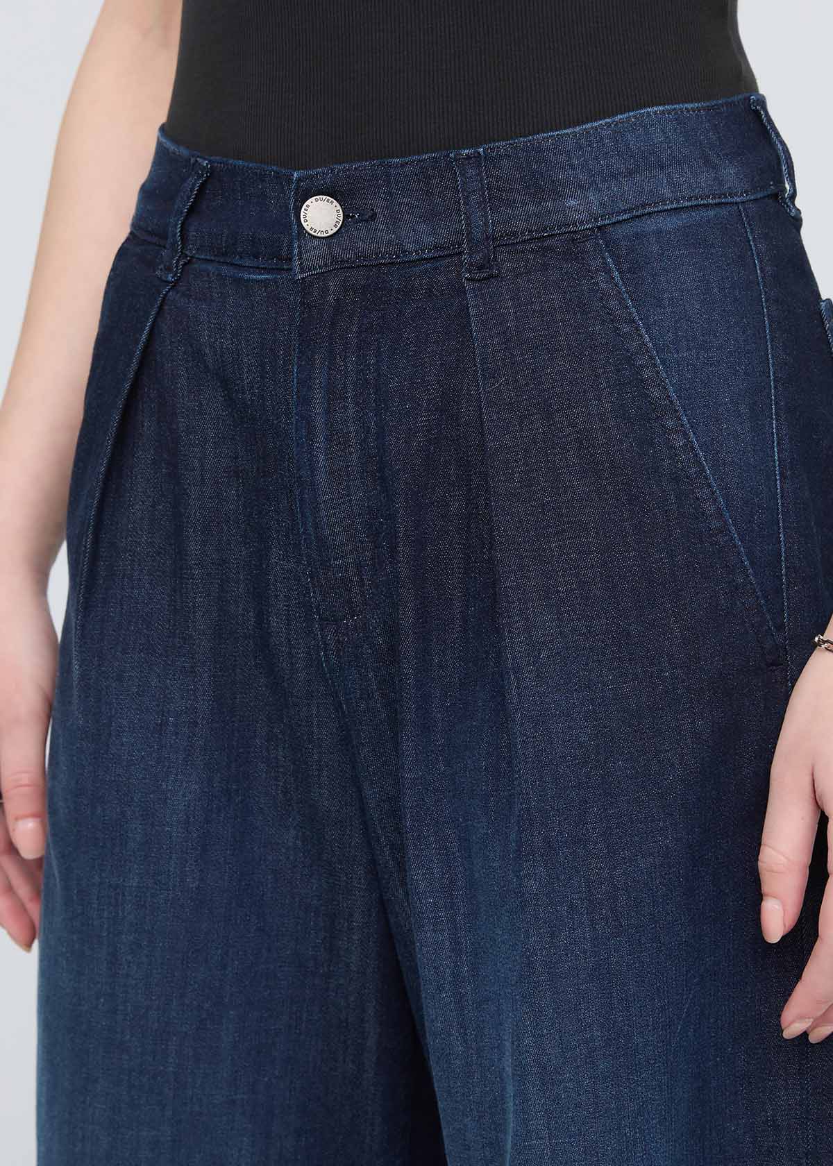 womens modern rinse denim lite pleated pant front waistband