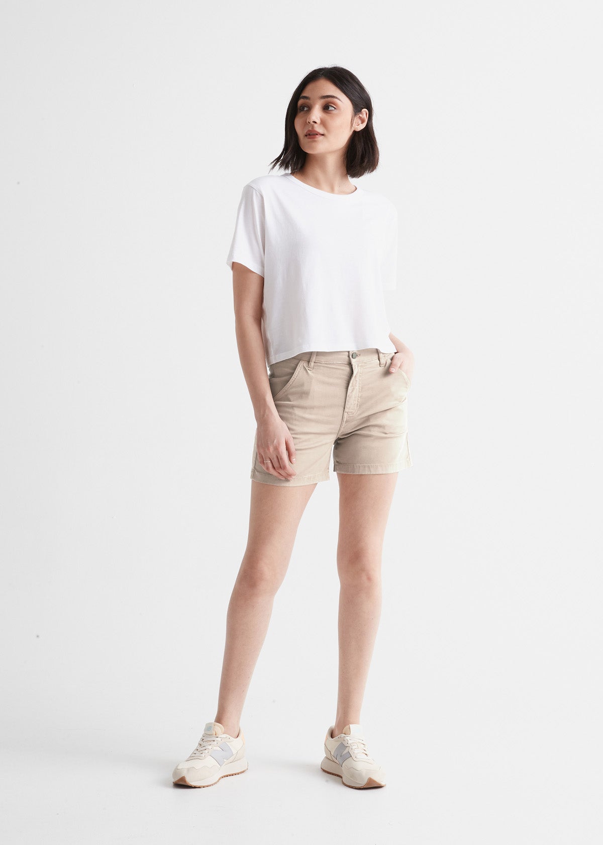 womens off-white stretch utility shorts full body