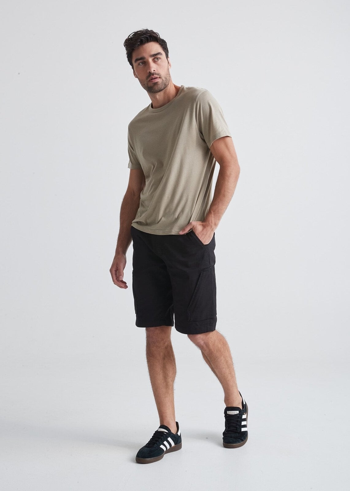 mens black athletic adventure shorts full body