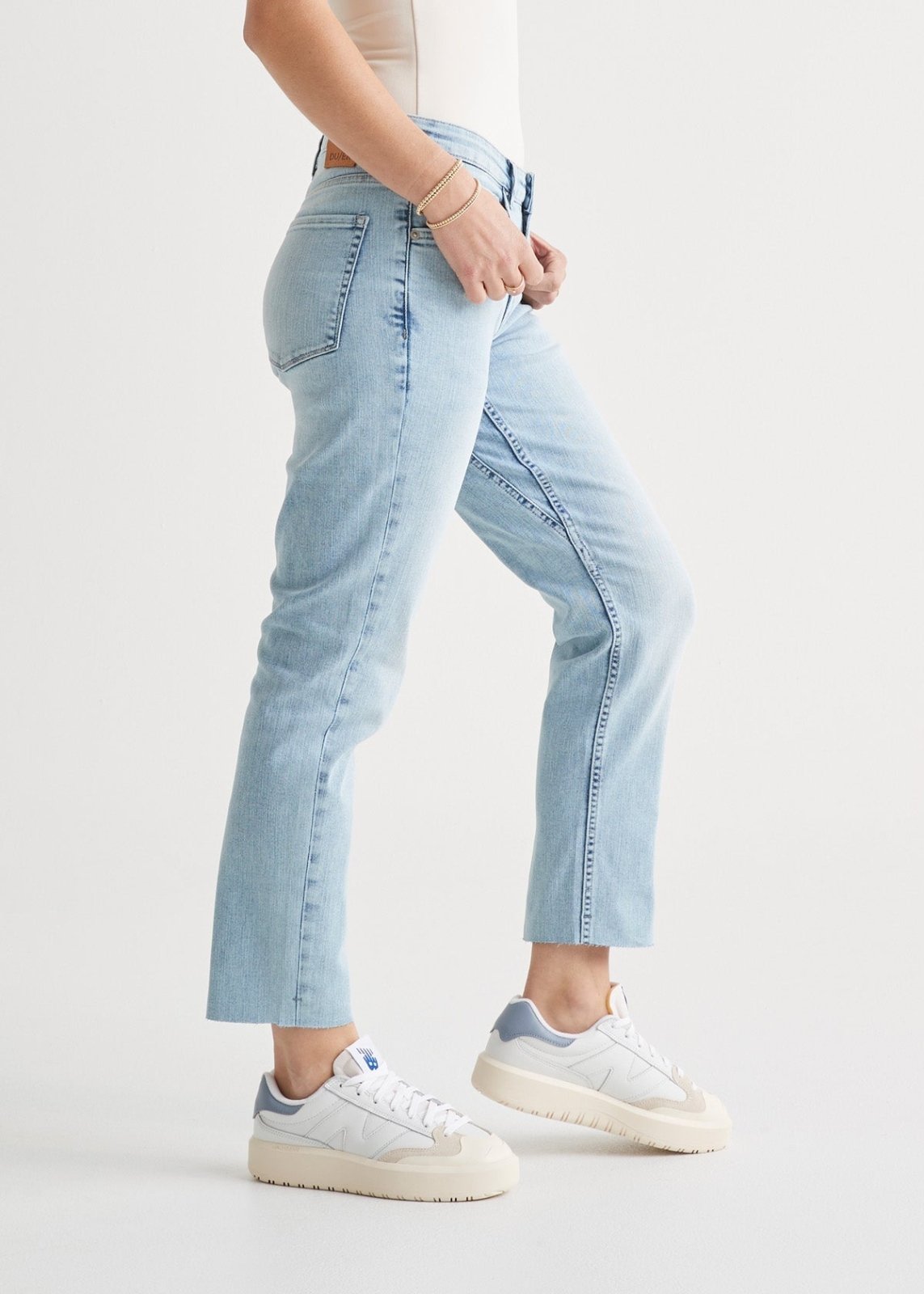 womens coastal blue relaxed fit stretch jeans side
