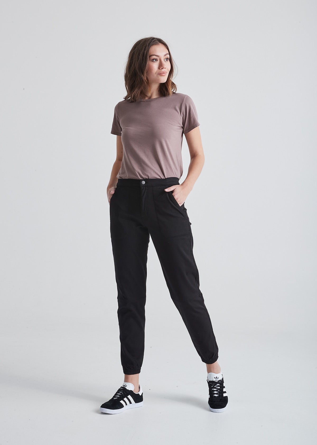 Women's High Rise Black Athletic Jogger Full Body
