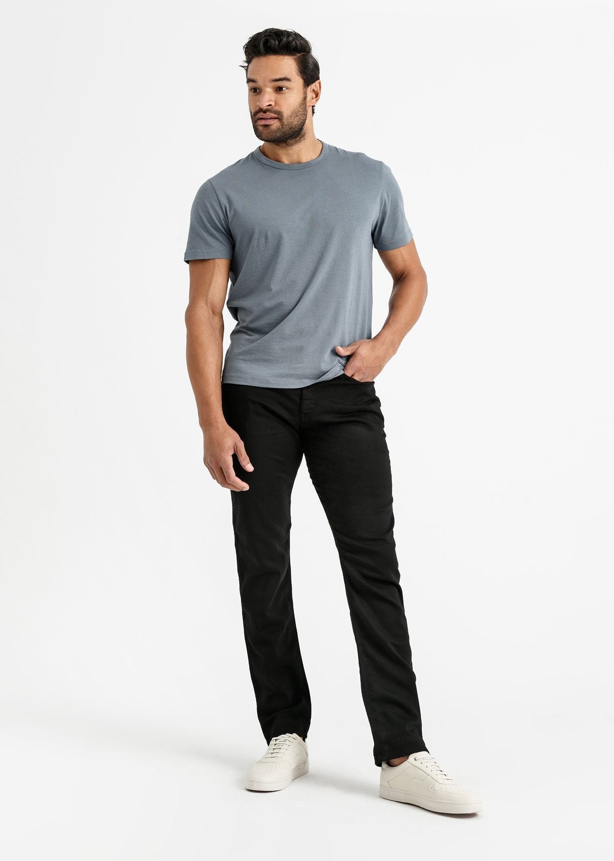 mens black relaxed fit dress sweatpant full body
